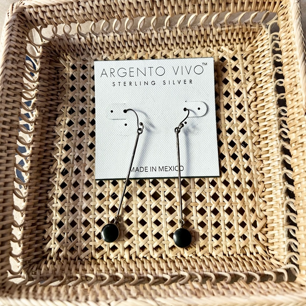 Vintage Argento Vivo .925 Silver & Black Earrings